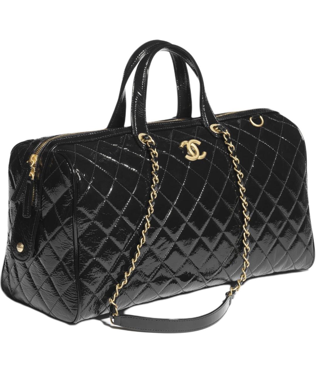 CHANEL Черная кожаная дорожная/спортивная сумка, фото 2