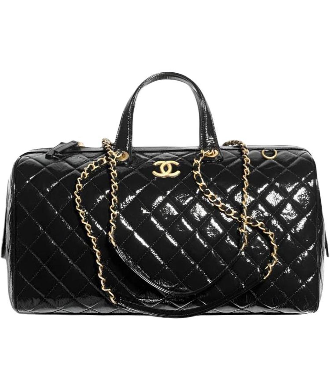 CHANEL Черная кожаная дорожная/спортивная сумка, фото 1