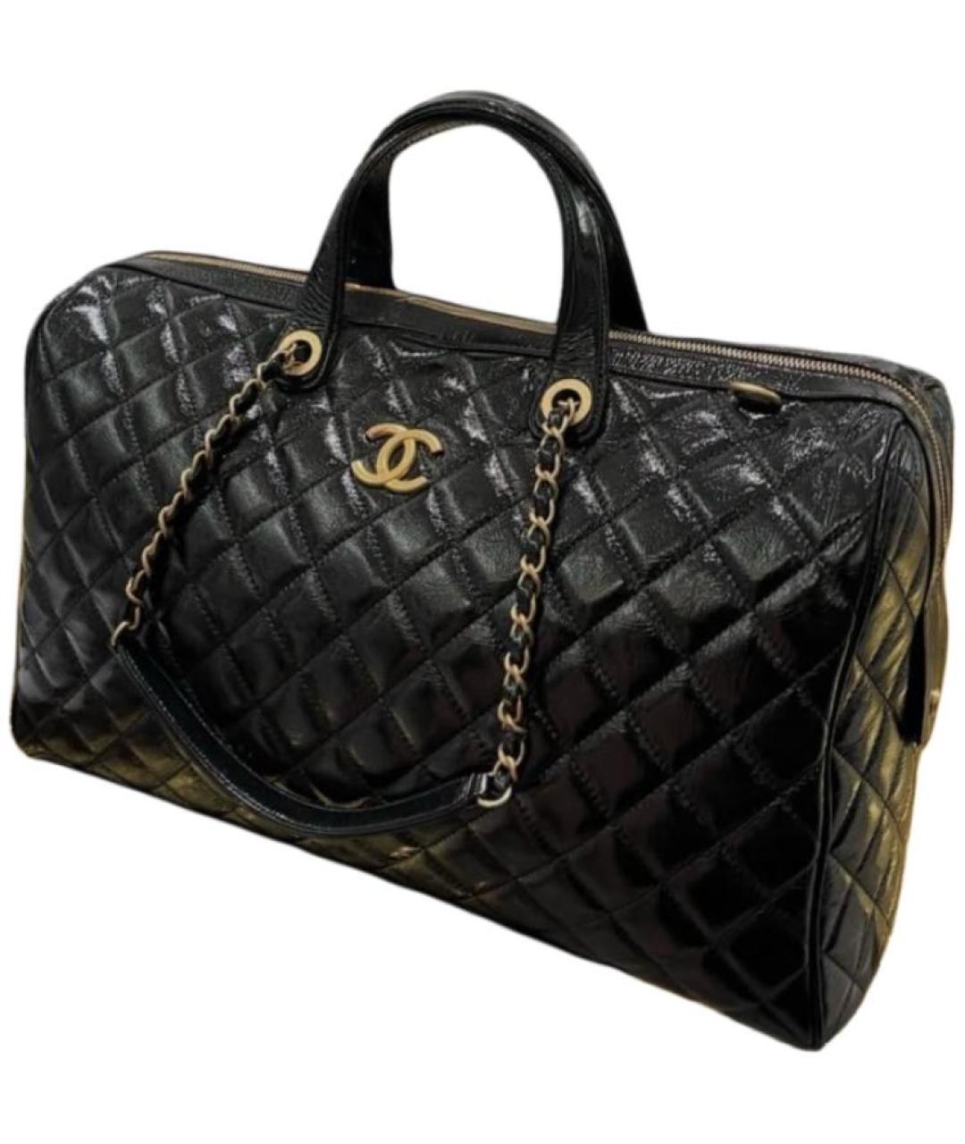 CHANEL Черная кожаная дорожная/спортивная сумка, фото 3