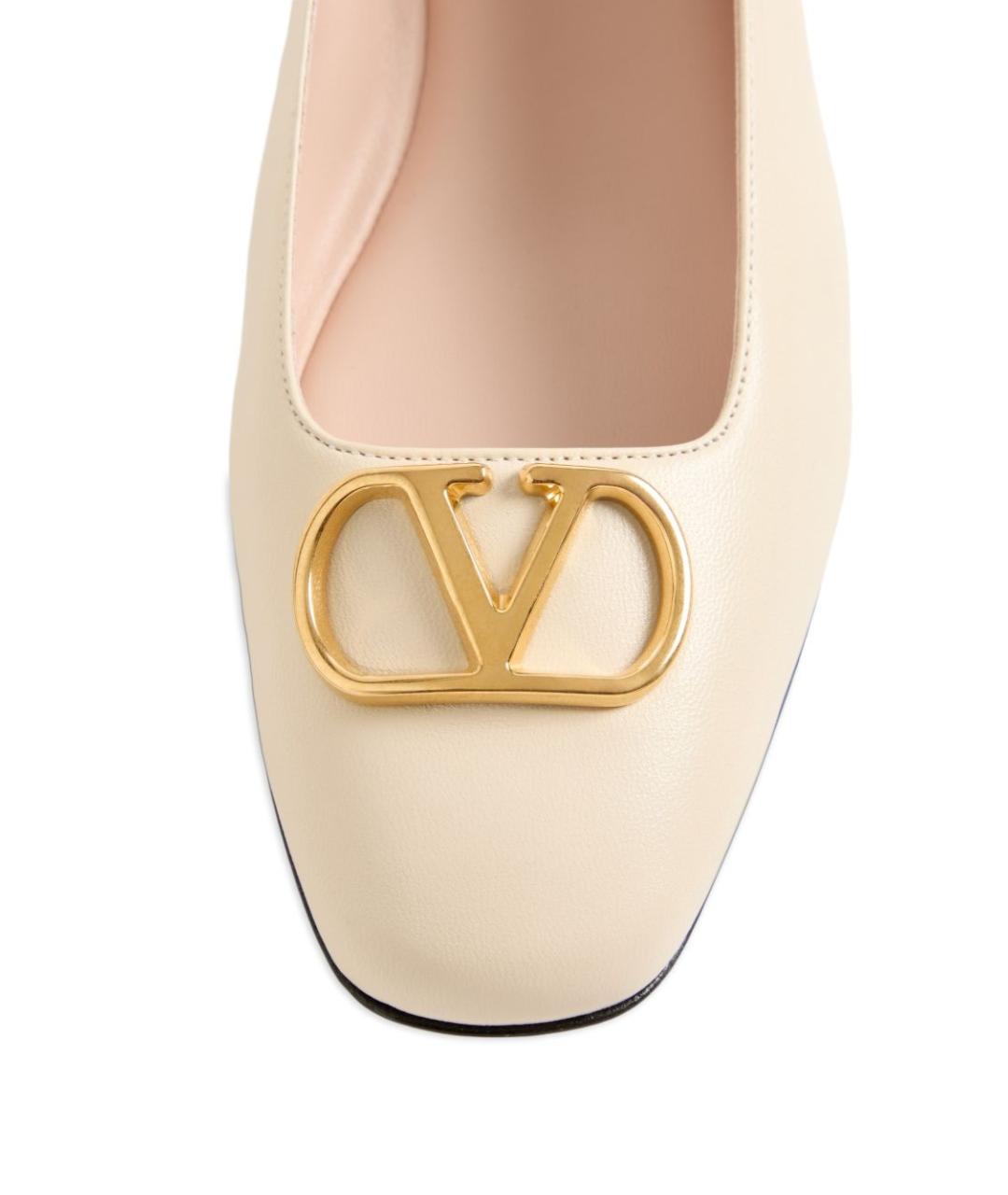 VALENTINO Бежевые кожаные балетки, фото 6
