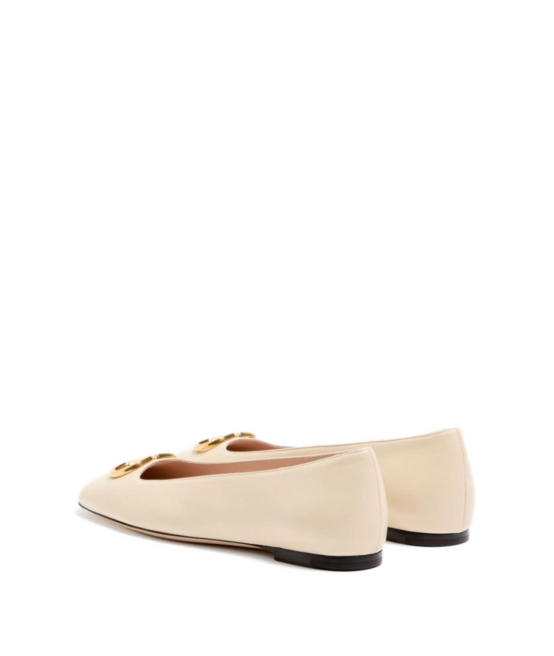 VALENTINO Бежевые кожаные балетки, фото 2