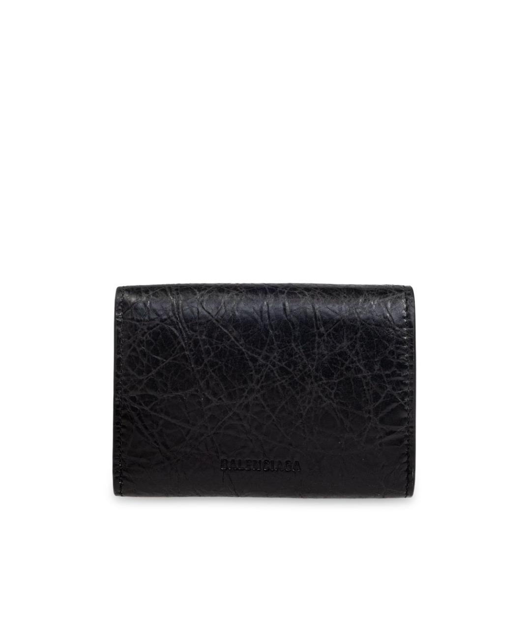 BALENCIAGA Черный кожаный кошелек, фото 4