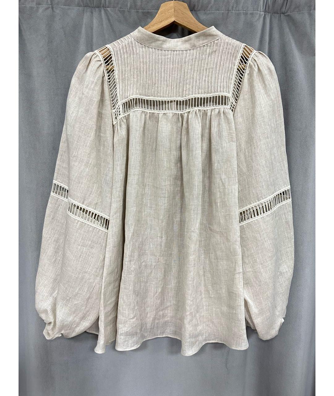 KITON Бежевая льняная блузы, фото 6