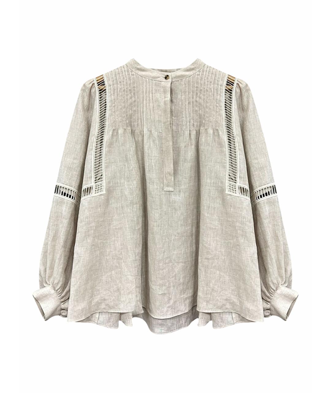 KITON Бежевая льняная блузы, фото 1