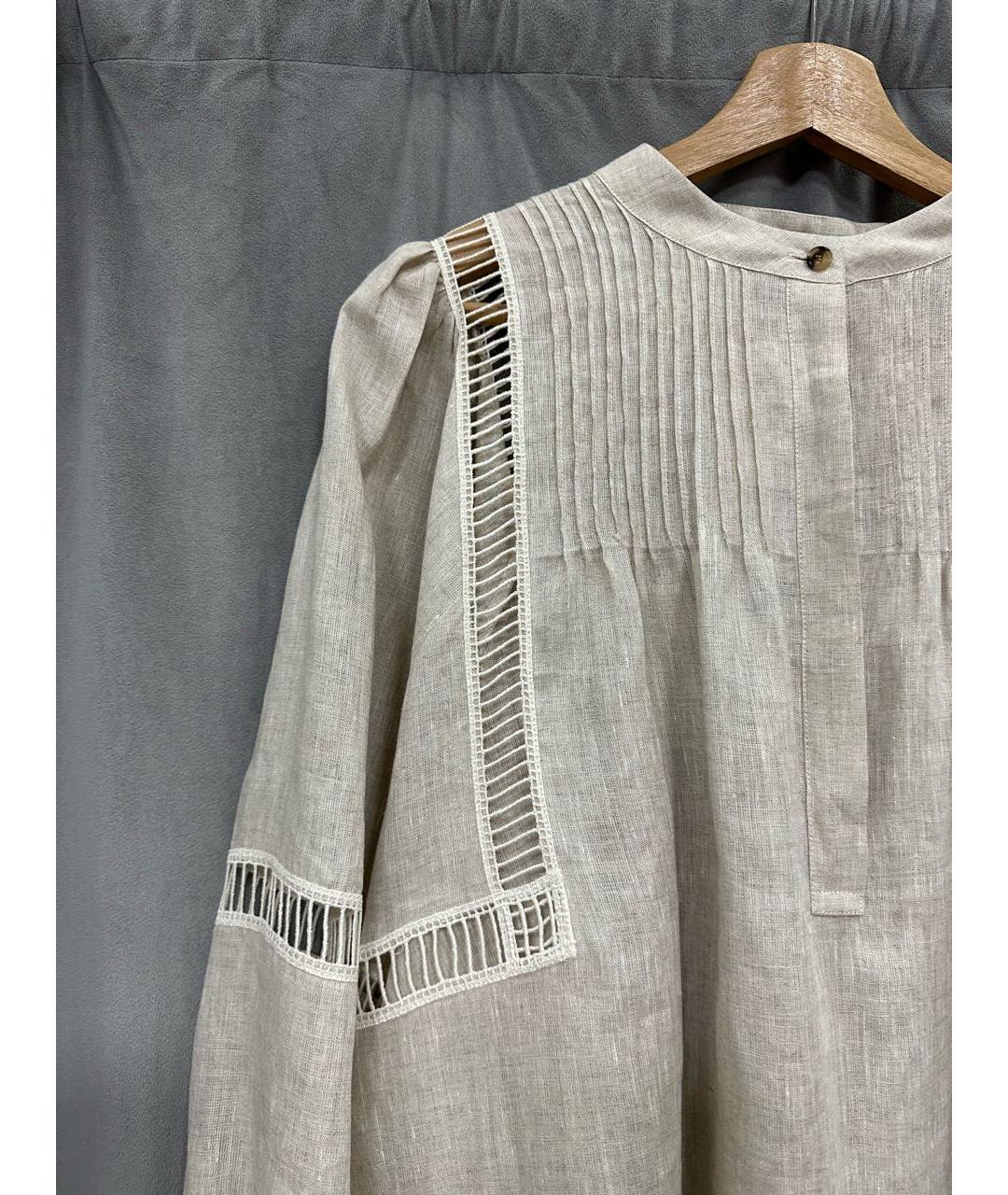 KITON Бежевая льняная блузы, фото 2