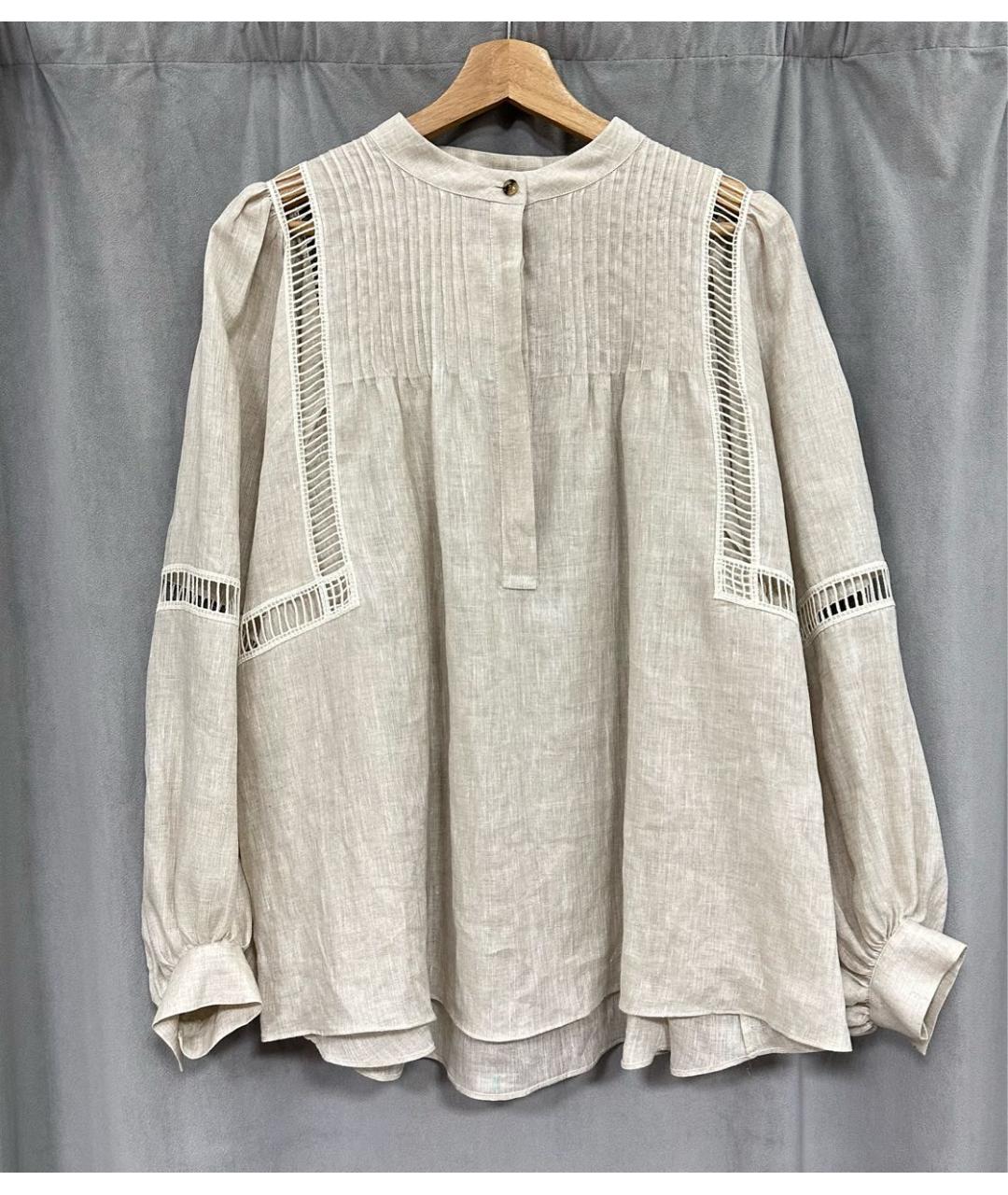 KITON Бежевая льняная блузы, фото 7