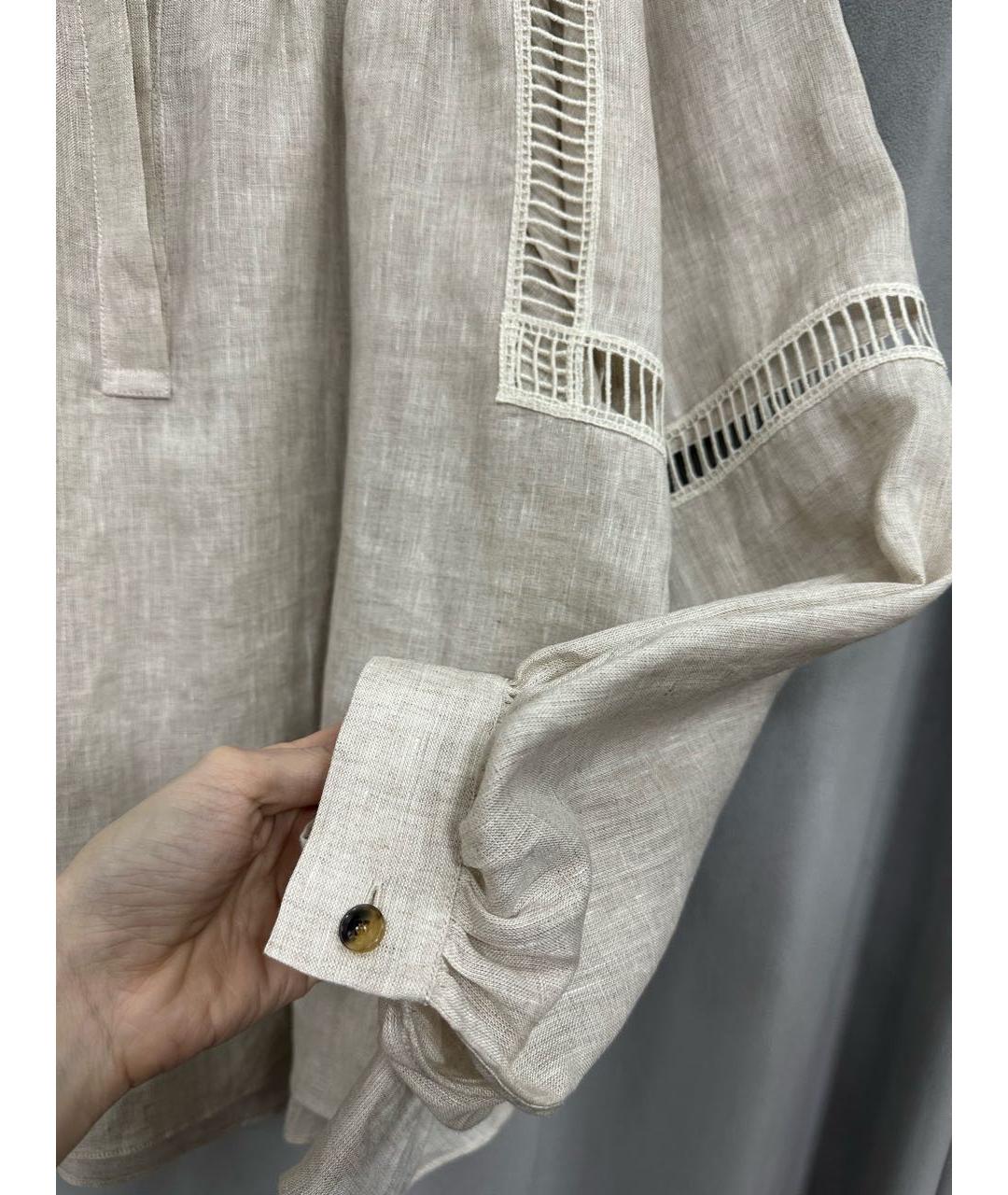 KITON Бежевая льняная блузы, фото 5