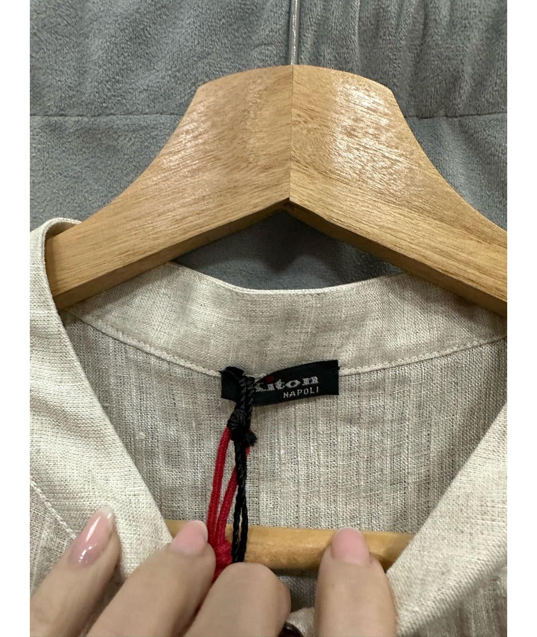 KITON Бежевая льняная блузы, фото 3