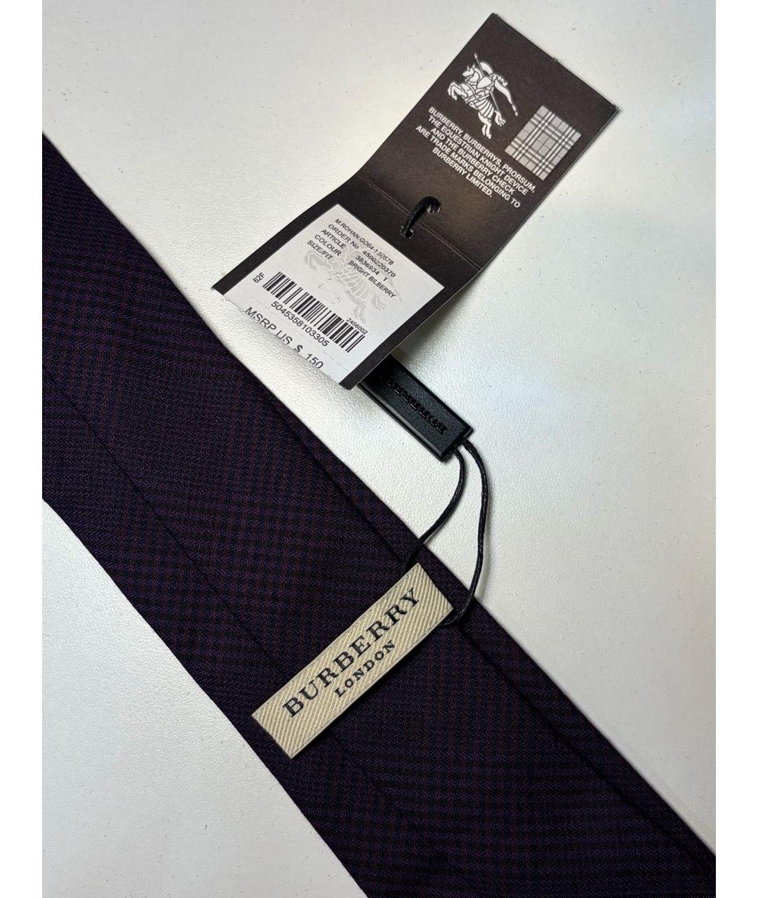 BURBERRY Фиолетовый шерстяной галстук, фото 3