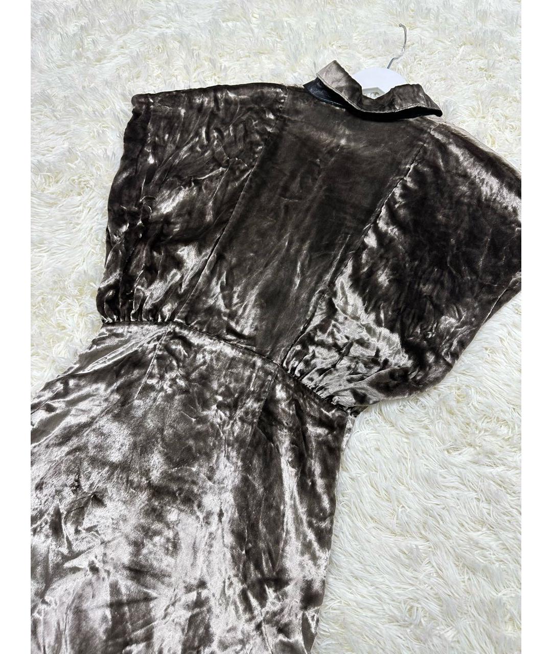 FENDI Коричневое бархатное повседневное платье, фото 6