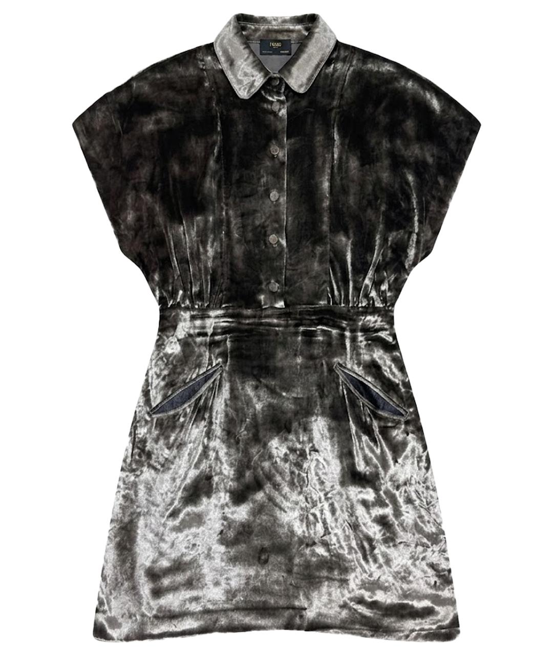 FENDI Коричневое бархатное повседневное платье, фото 1