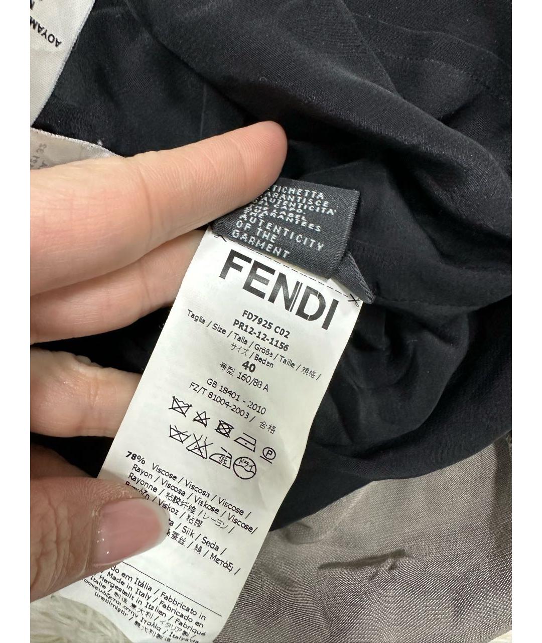 FENDI Коричневое бархатное повседневное платье, фото 5