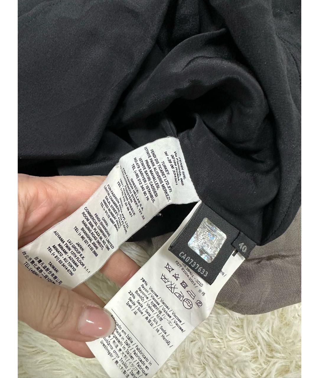 FENDI Коричневое бархатное повседневное платье, фото 4