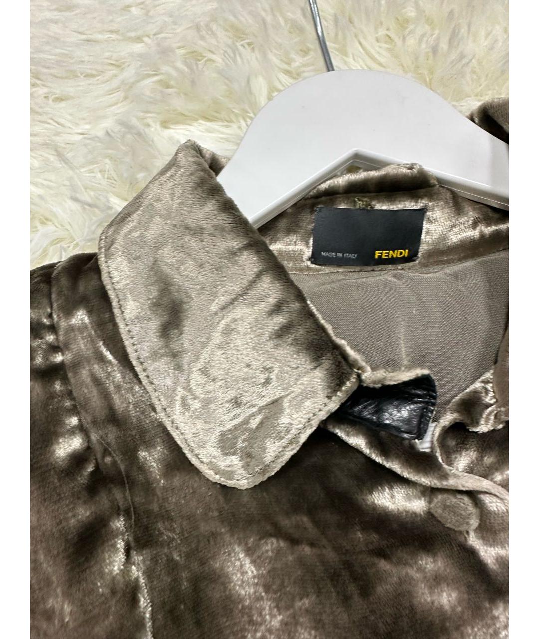 FENDI Коричневое бархатное повседневное платье, фото 3