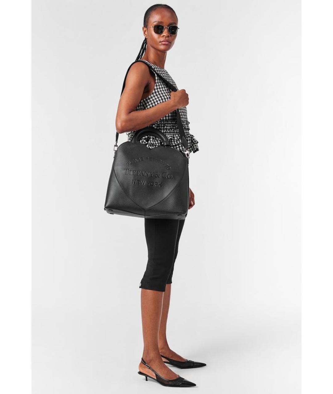 TIFFANY&CO Черная кожаная сумка с короткими ручками, фото 3