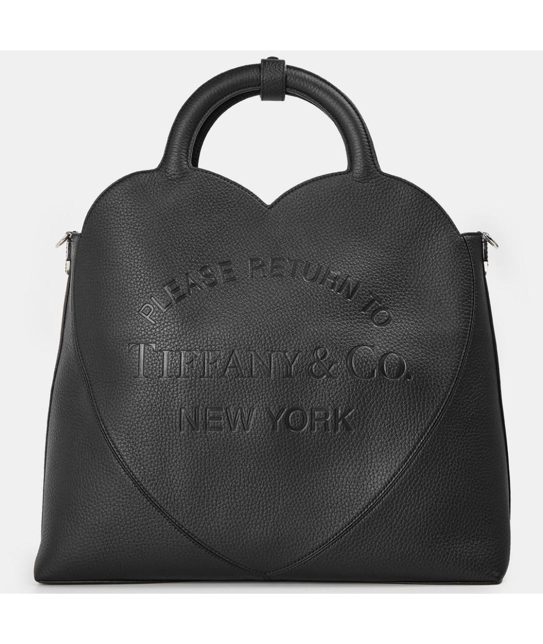 TIFFANY&CO Черная кожаная сумка с короткими ручками, фото 5