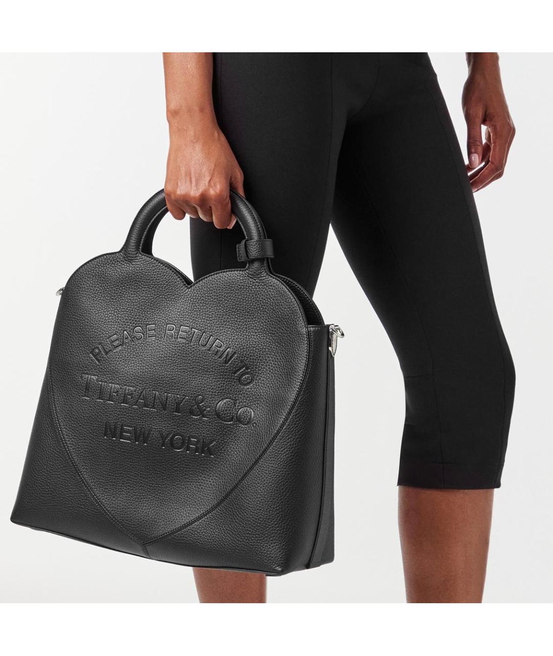 TIFFANY&CO Черная кожаная сумка с короткими ручками, фото 4
