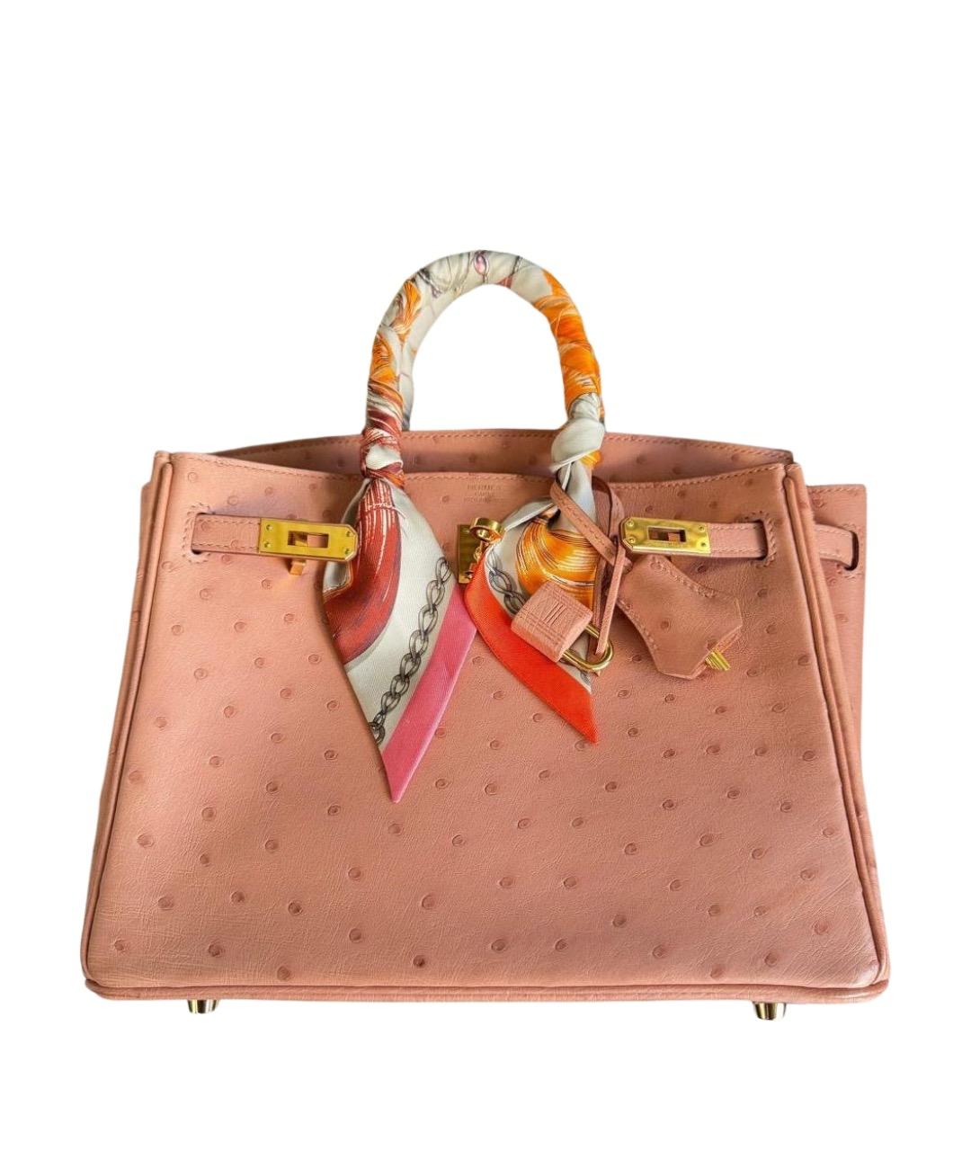 HERMES Коралловая сумка с короткими ручками из экзотической кожи, фото 1