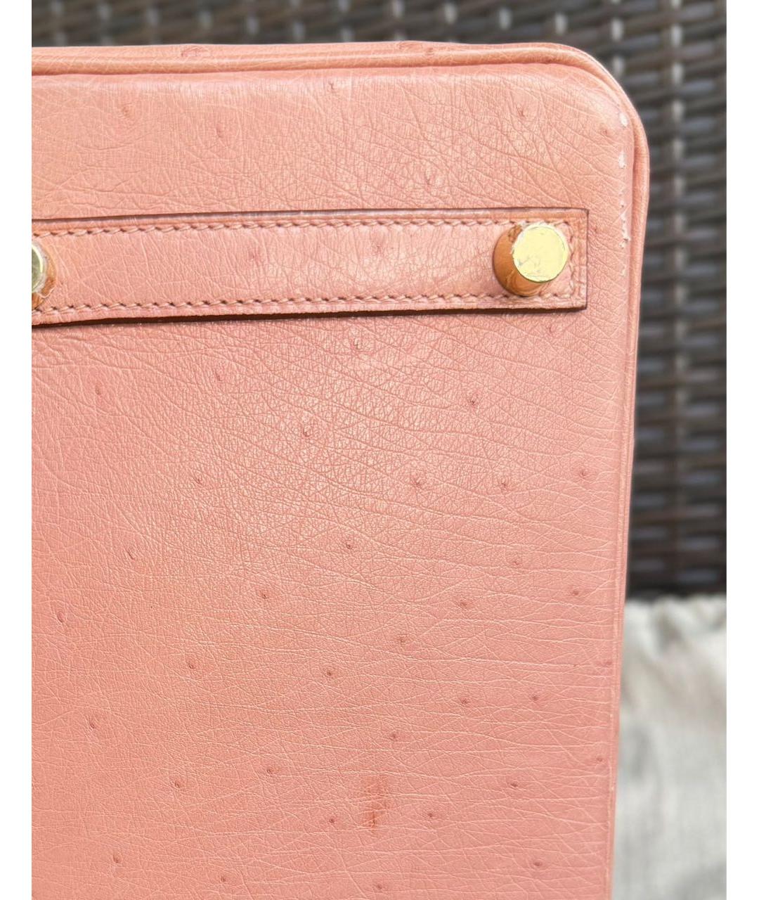 HERMES Коралловая сумка с короткими ручками из экзотической кожи, фото 4