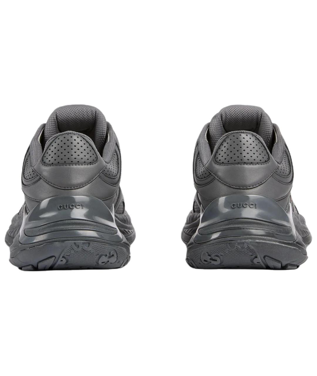 GUCCI Серые кожаные низкие кроссовки / кеды, фото 5