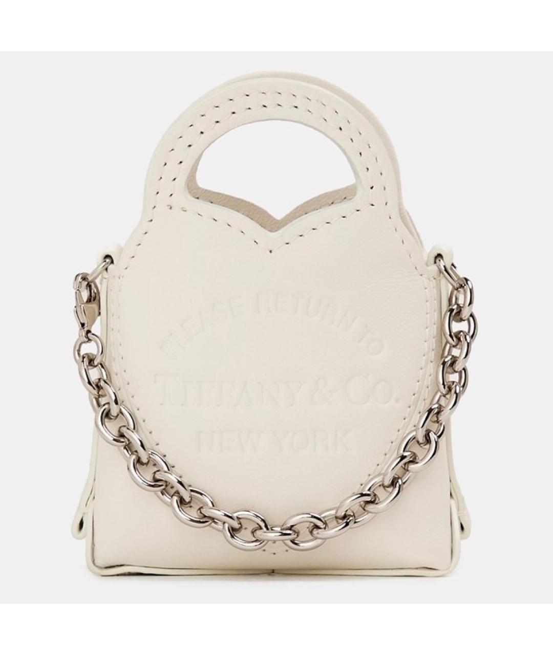 TIFFANY&CO Белая кожаная сумка с короткими ручками, фото 5