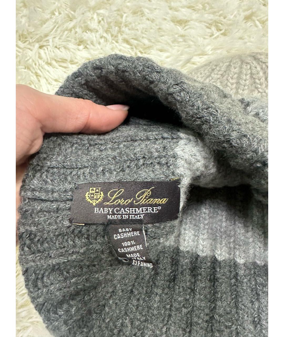 LORO PIANA Серая кашемировая шапка, фото 2