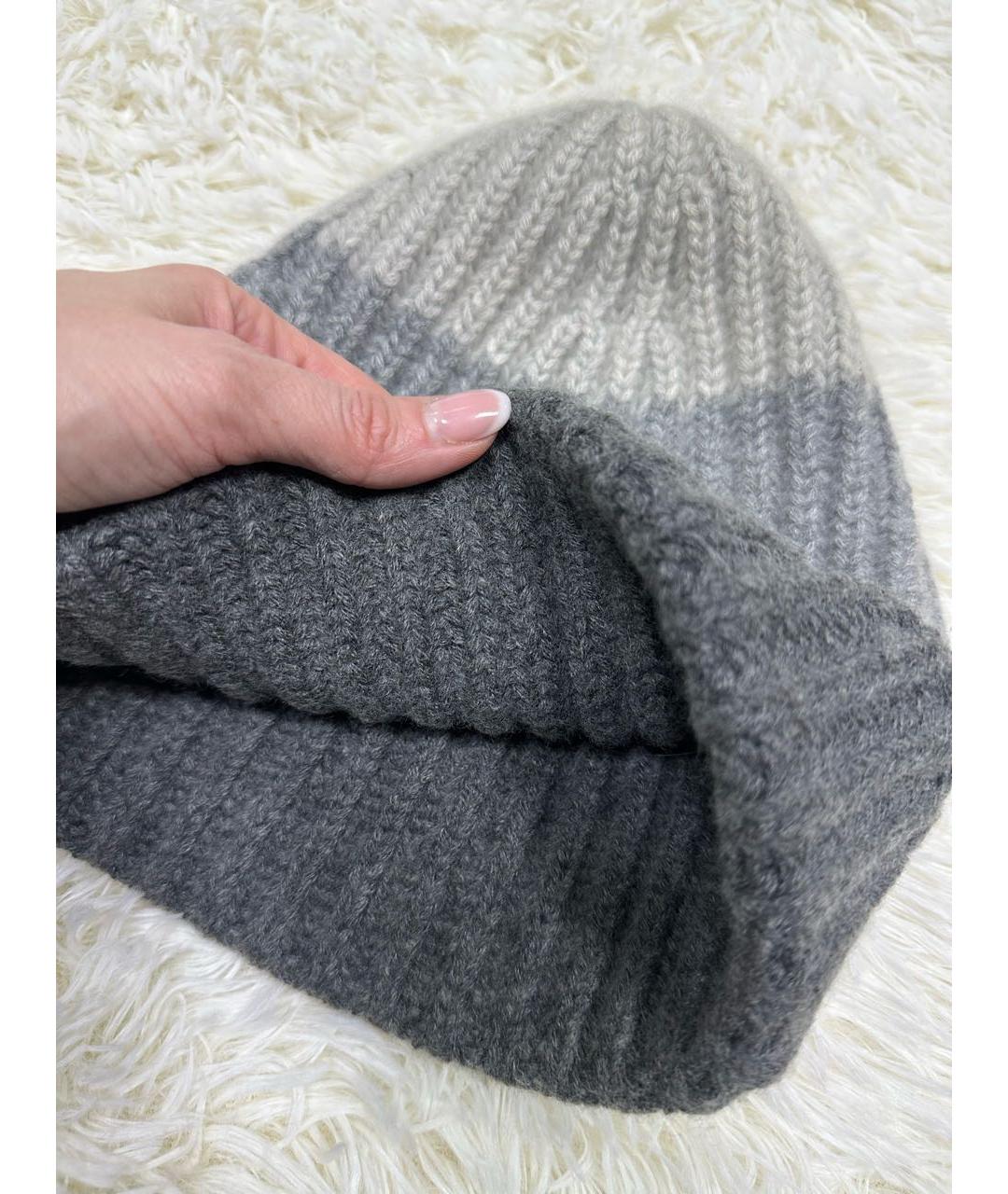 LORO PIANA Серая кашемировая шапка, фото 3