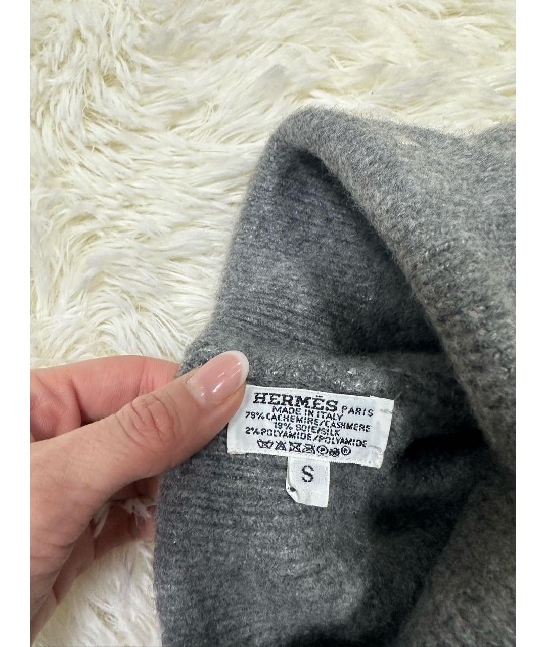 HERMES Серая кашемировая шапка, фото 3