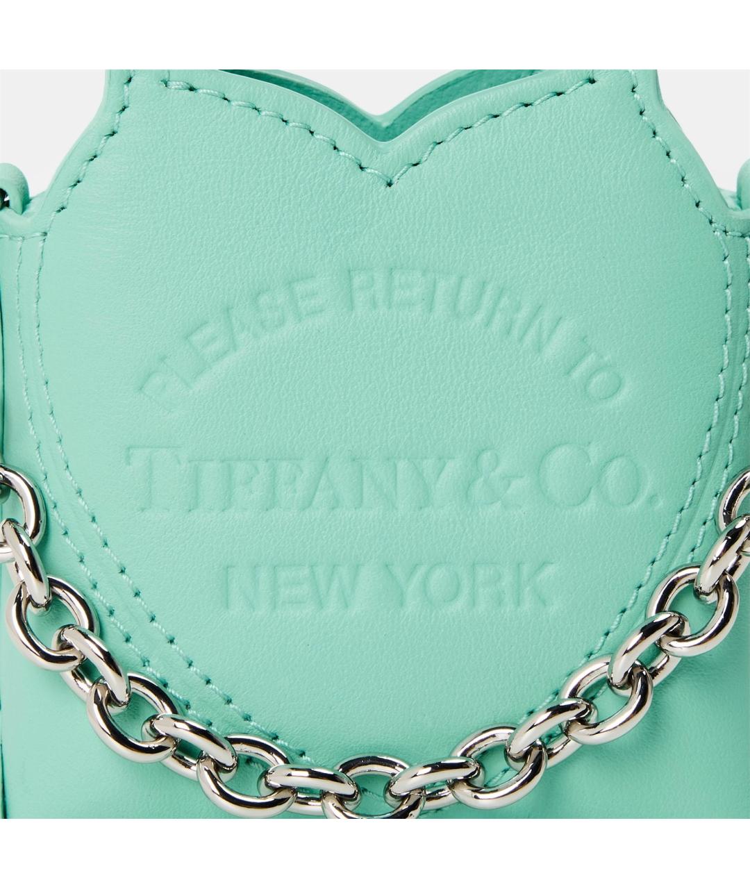 TIFFANY&CO Бирюзовая кожаная сумка с короткими ручками, фото 6