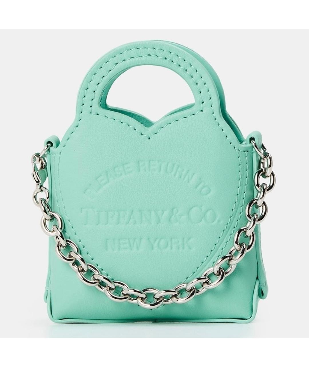 TIFFANY&CO Бирюзовая кожаная сумка с короткими ручками, фото 7