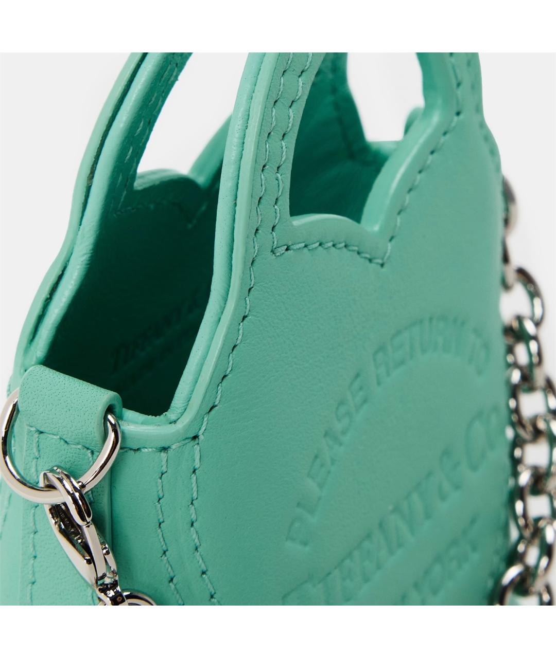 TIFFANY&CO Бирюзовая кожаная сумка с короткими ручками, фото 5