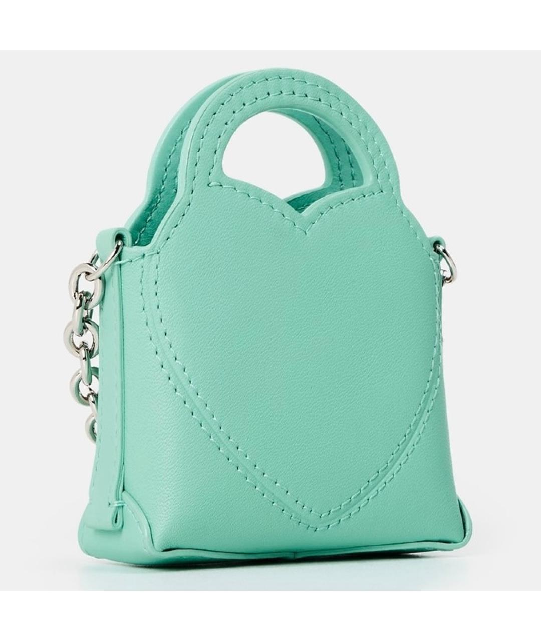 TIFFANY&CO Бирюзовая кожаная сумка с короткими ручками, фото 2