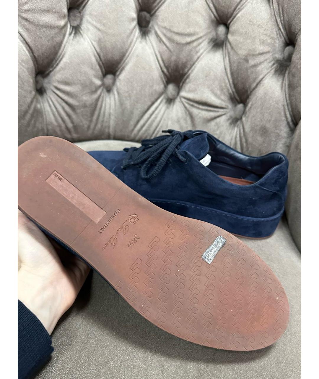 LORO PIANA Темно-синие замшевые кеды, фото 4
