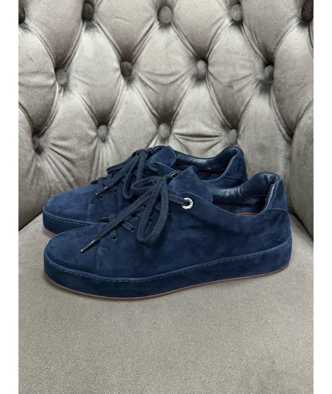 LORO PIANA Темно-синие замшевые кеды, фото 6