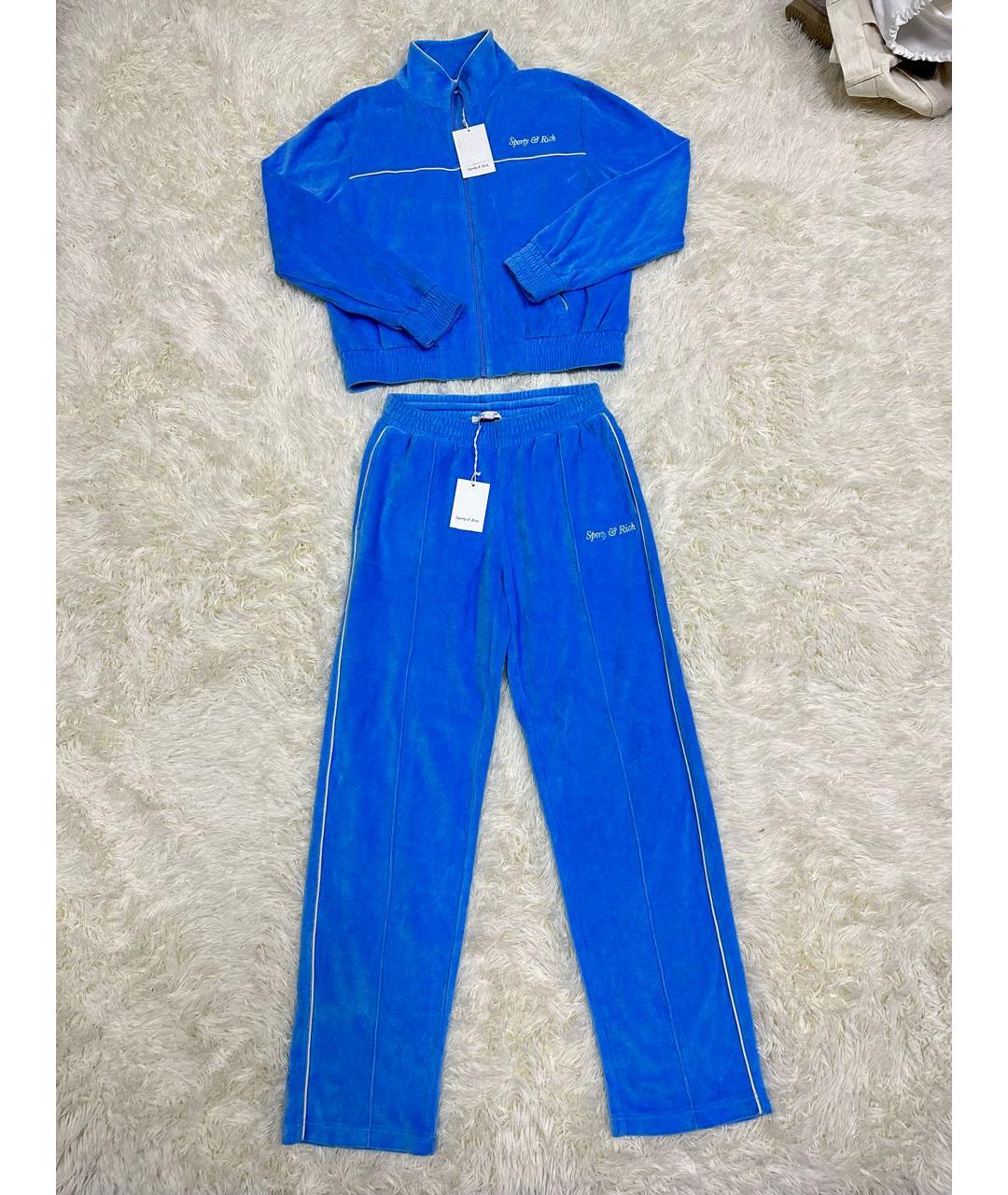 SPORTY AND RICH Синий хлопковый костюм с брюками, фото 7