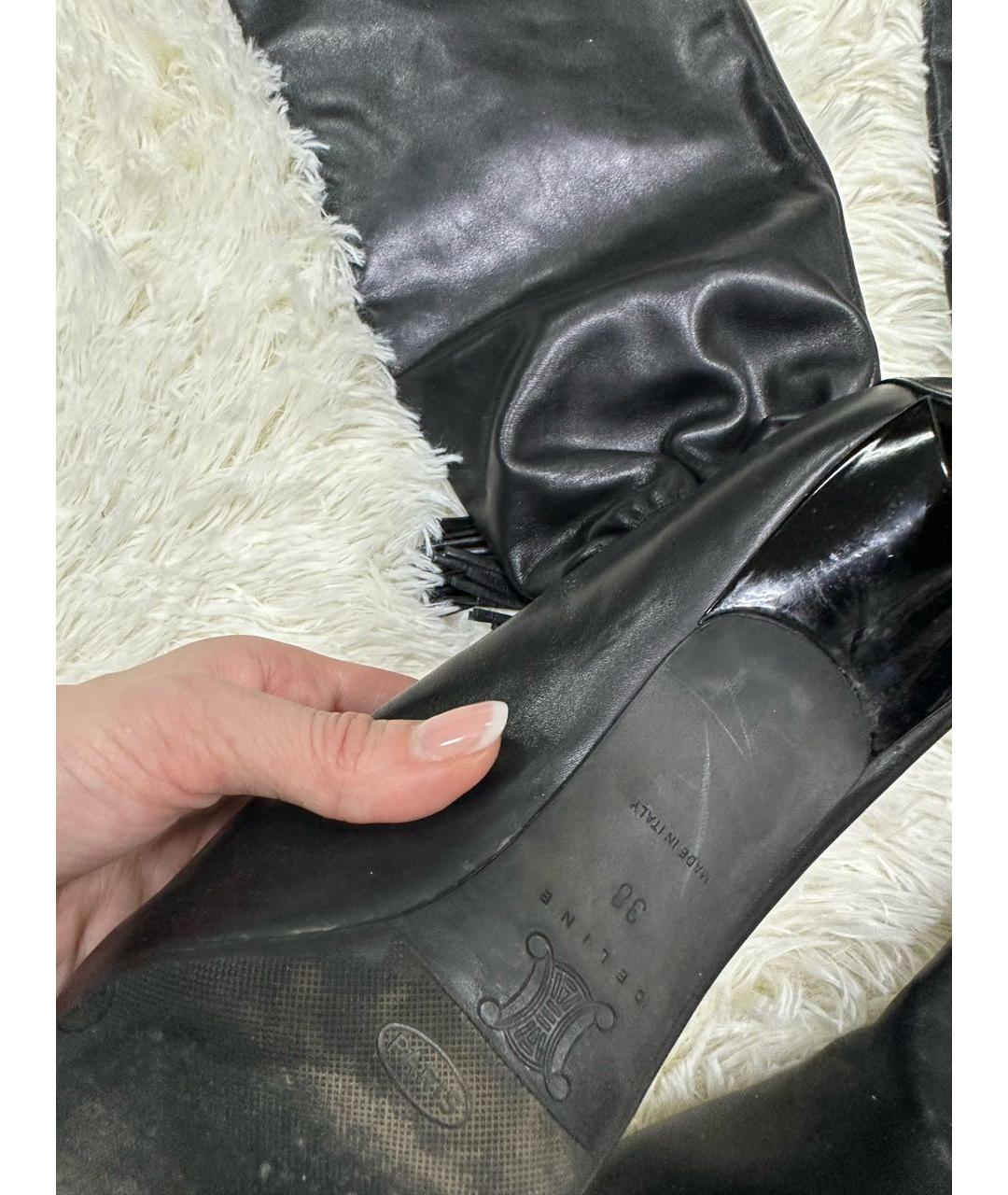 CELINE Черные кожаные сапоги, фото 2