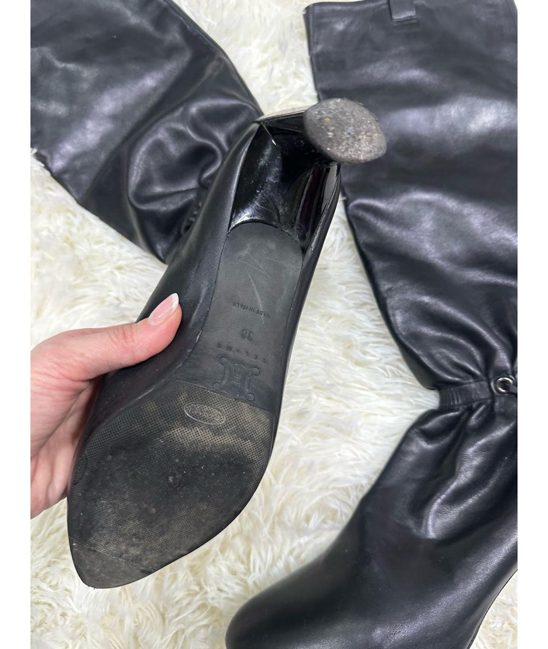 CELINE Черные кожаные сапоги, фото 3