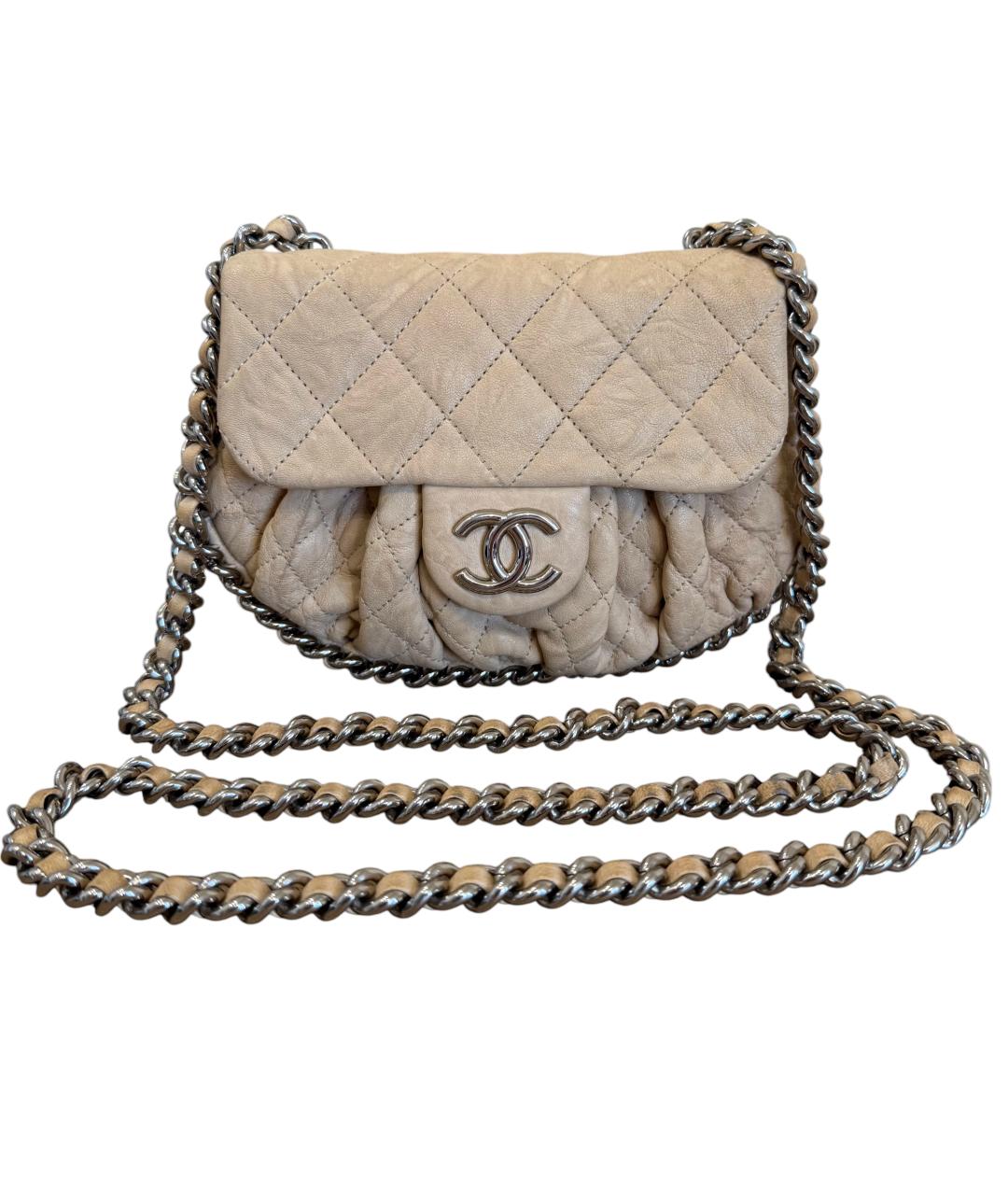 CHANEL Бежевая кожаная сумка через плечо, фото 1