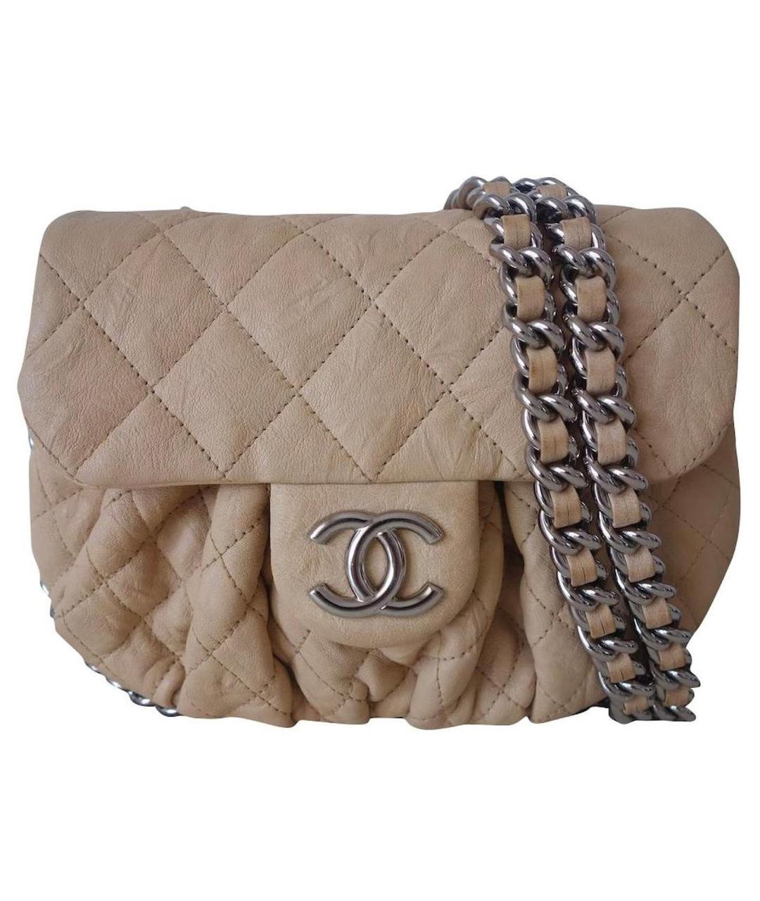 CHANEL Бежевая кожаная сумка через плечо, фото 1