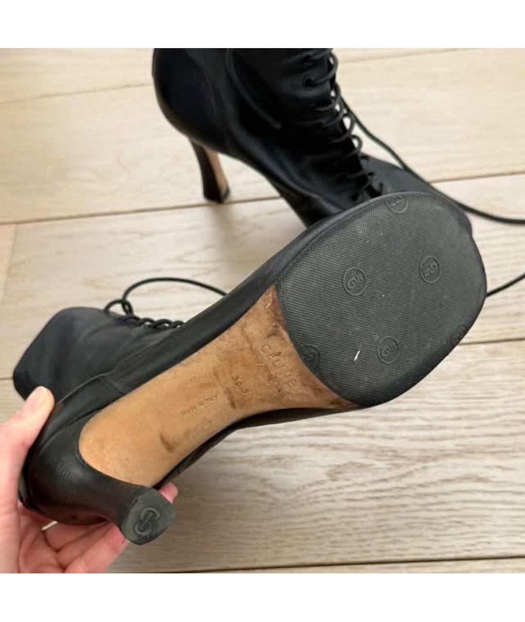 CELINE Черные кожаные ботильоны, фото 5