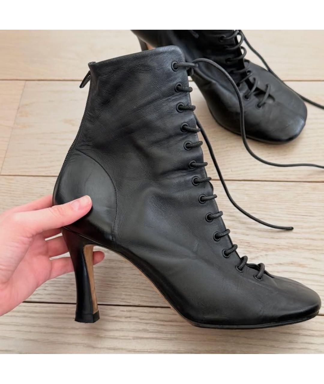 CELINE Черные кожаные ботильоны, фото 4