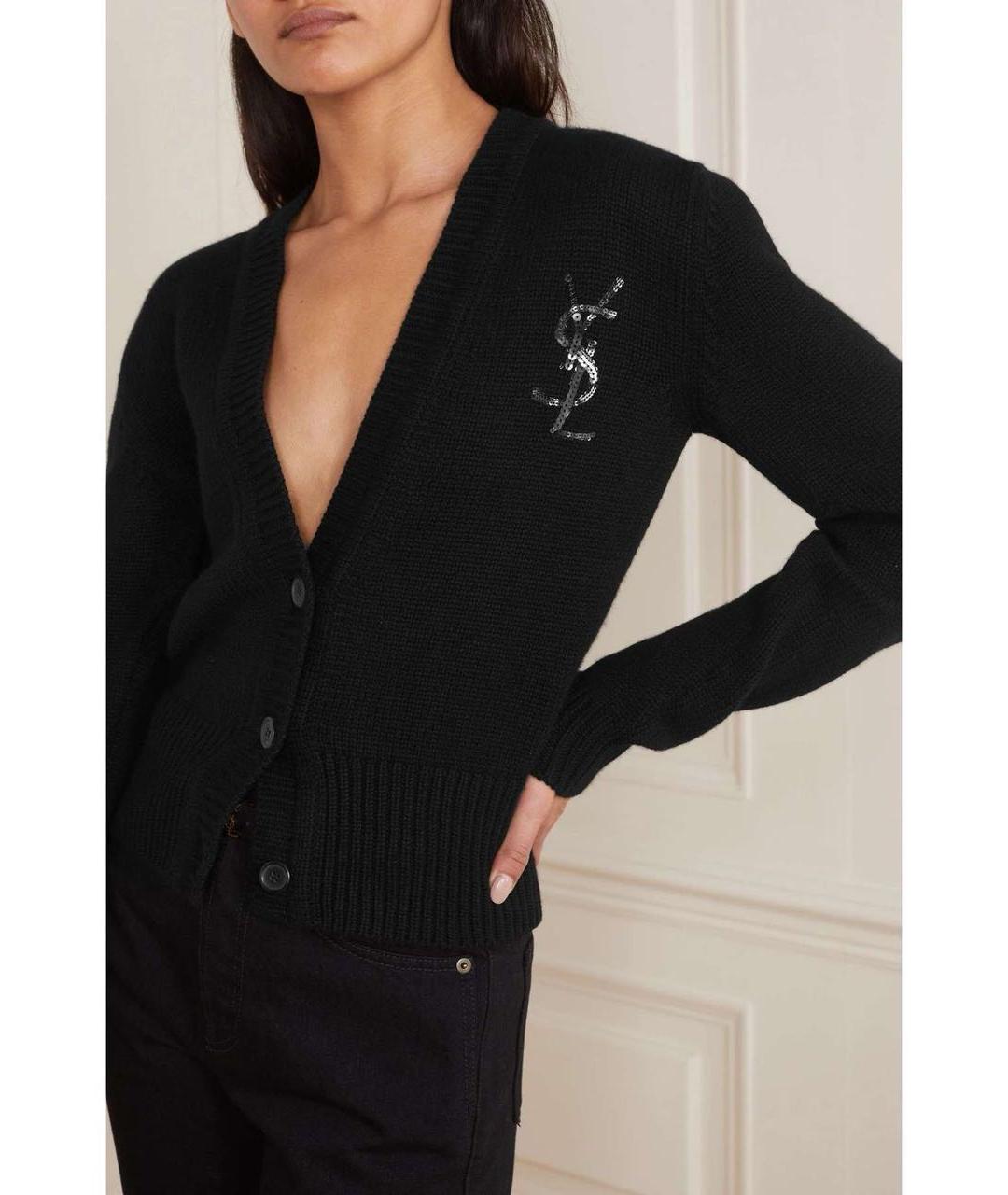 SAINT LAURENT Черный кашемировый кардиган, фото 2