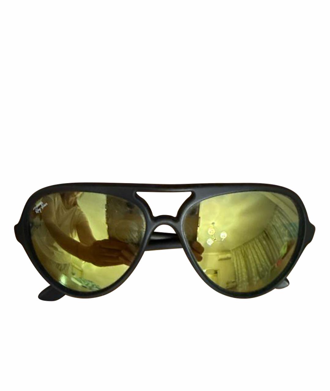 RAY BAN Черные пластиковые солнцезащитные очки, фото 1