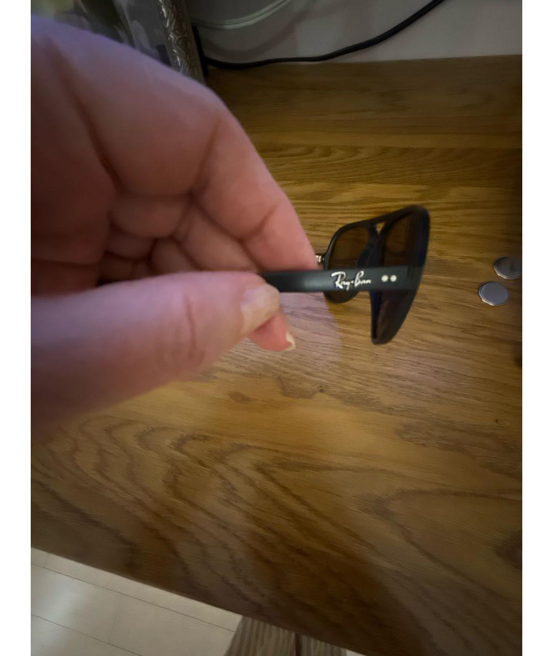 RAY BAN Черные пластиковые солнцезащитные очки, фото 4