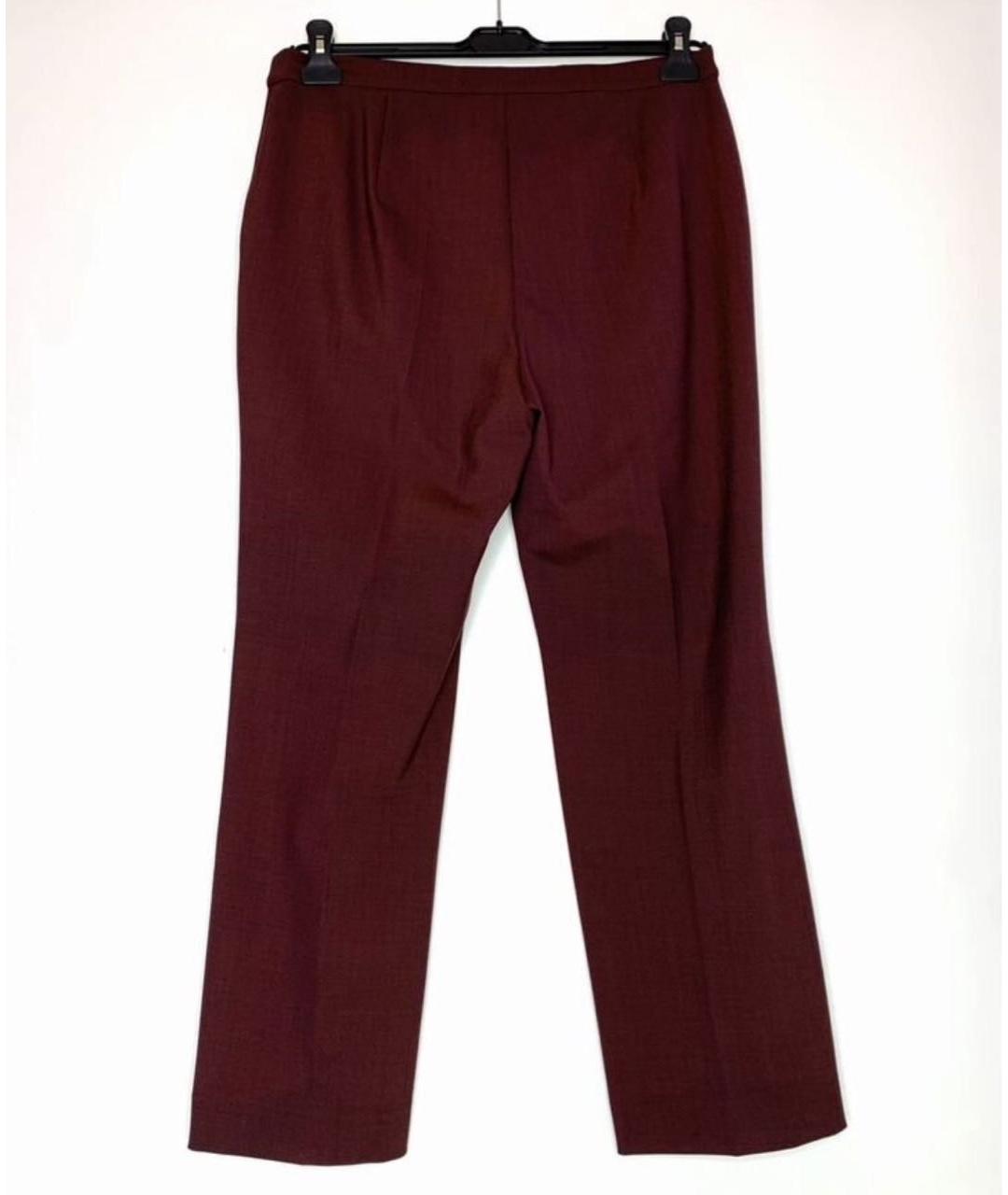 MAX MARA Бордовые полиэстеровые прямые брюки, фото 2