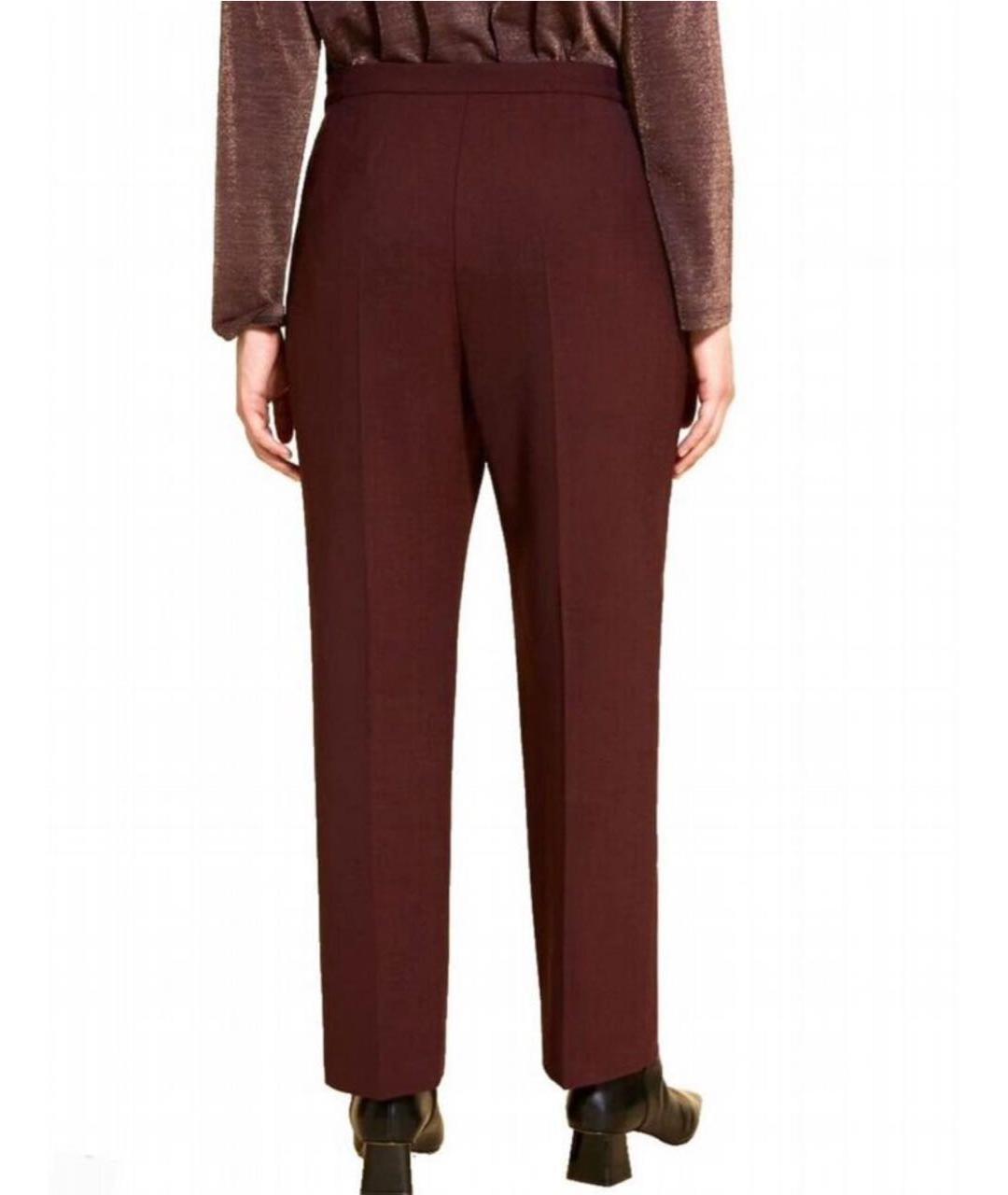 MAX MARA Бордовые полиэстеровые прямые брюки, фото 7
