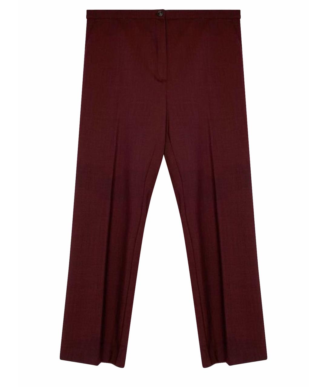 MAX MARA Бордовые полиэстеровые прямые брюки, фото 1