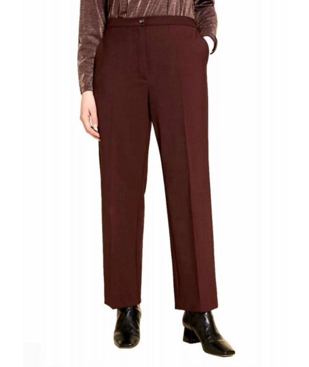 MAX MARA Бордовые полиэстеровые прямые брюки, фото 8