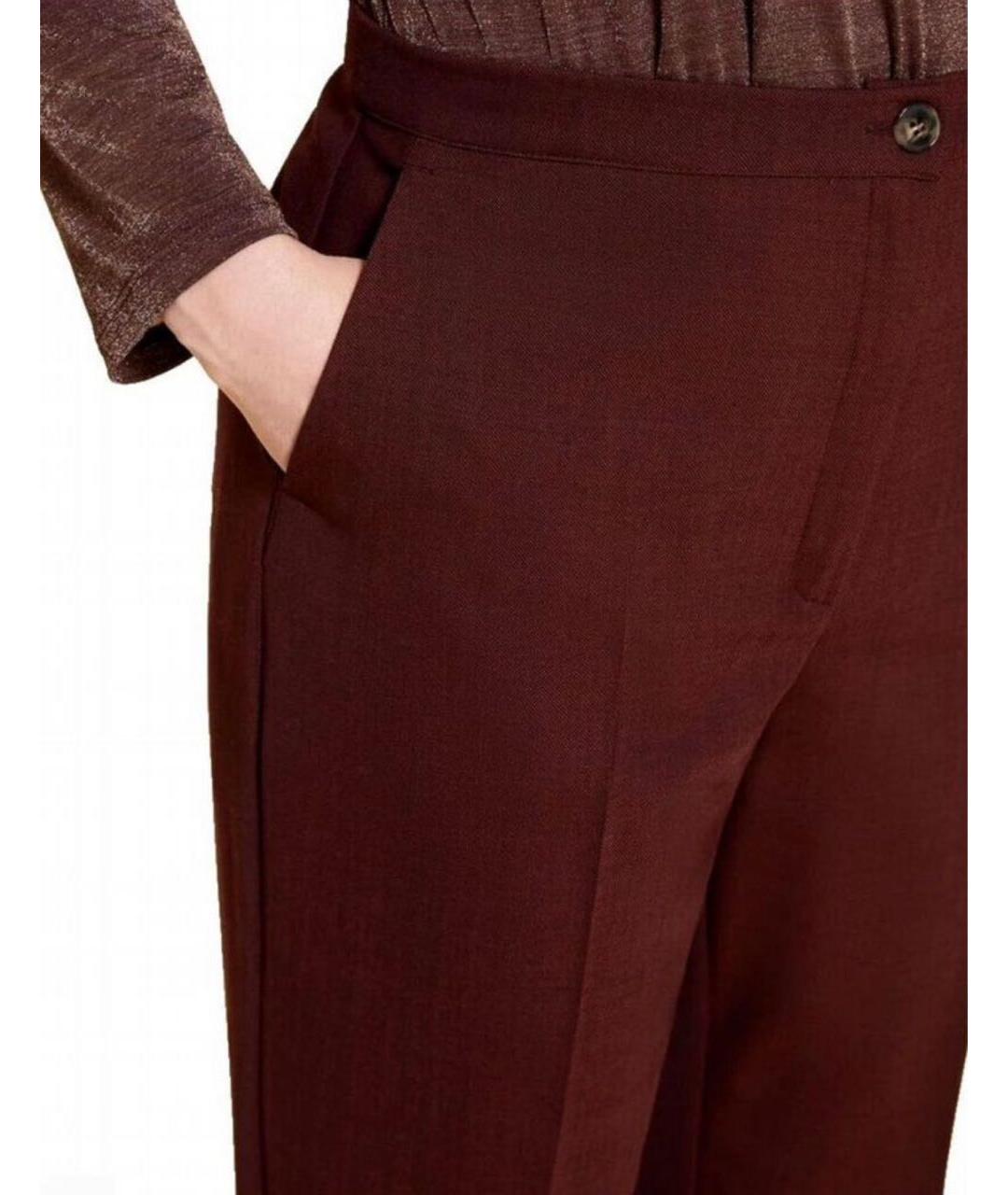 MAX MARA Бордовые полиэстеровые прямые брюки, фото 6