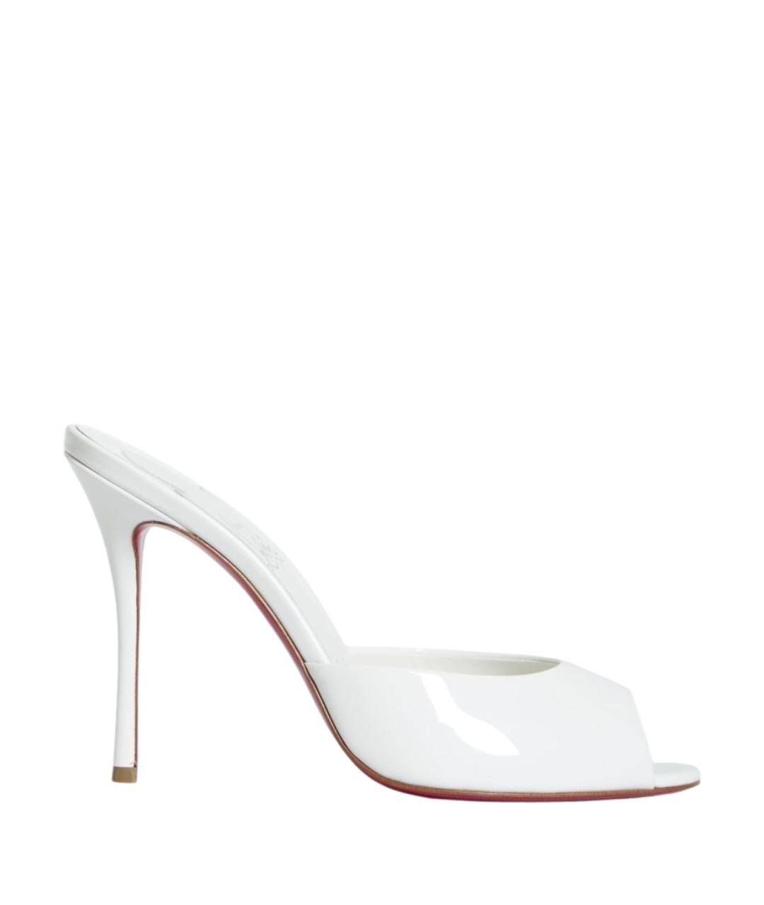 CHRISTIAN LOUBOUTIN Белые мюли из лакированной кожи, фото 1